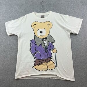 Vintage Fancy Teddy Bear Shirt Mens XL White All Over Graphic Funny Unique USA